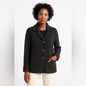 Banana Republic Black 100% Cotton Cozy Knit Sweater Jacket Sz Small Lagenlook